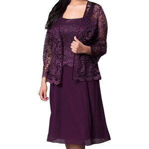 Mother of the Bride or Groom Dress-JJ Fashion-Plum Sizes L, XL